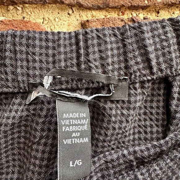 EILEEN FISHER TENCEL Seersucker Check Midi Skirt gray large - Picture 5 of 9